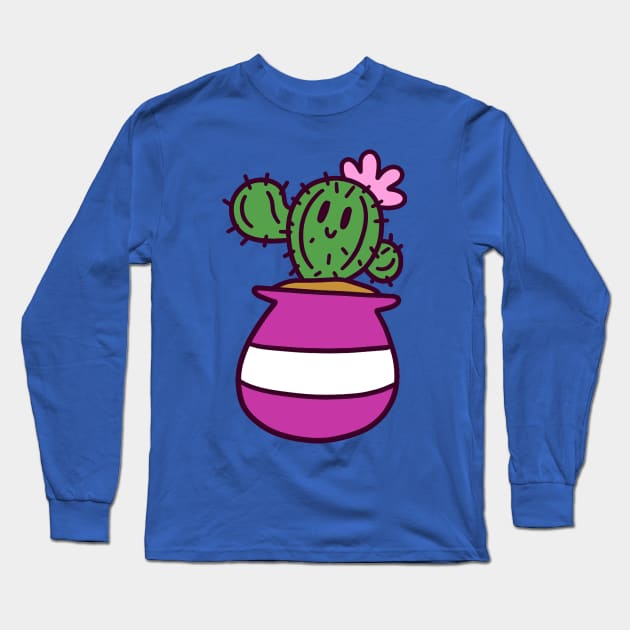 Potted Flower Cactus Long Sleeve T-Shirt by saradaboru